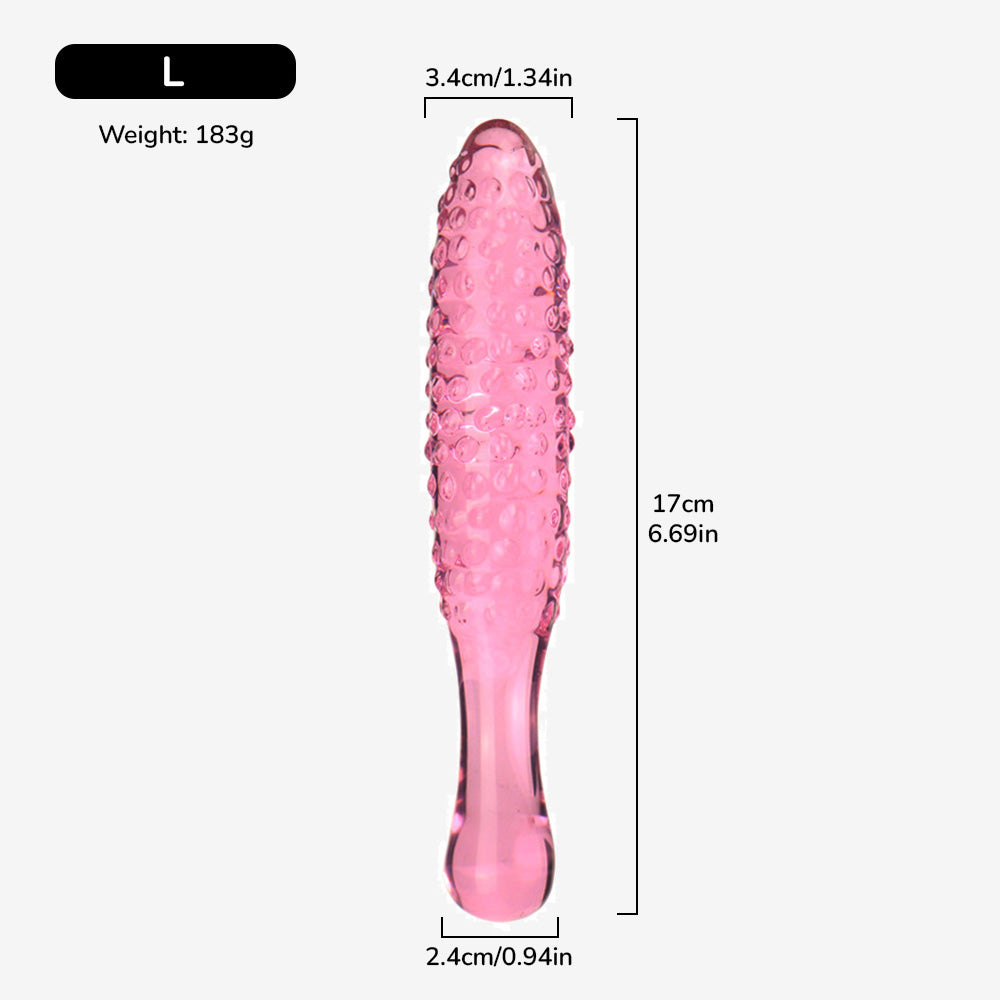 Pink Bubble Texture Glass Dildo
