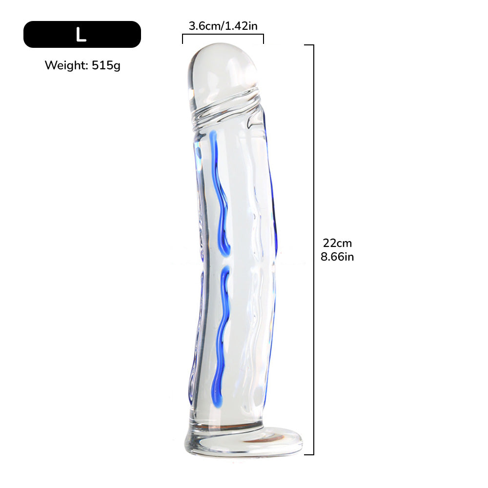 Blue Straps Glass Dildo