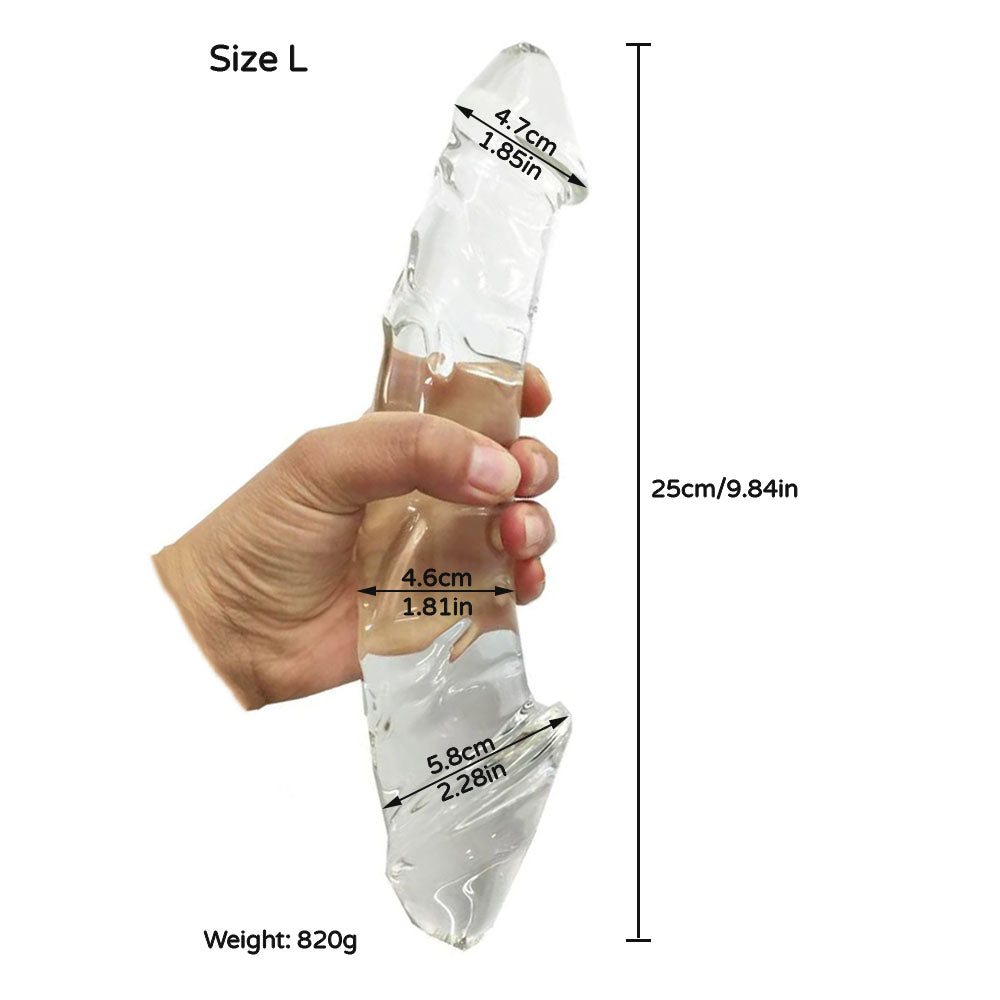 large-clear-double-ended-glass-dildo-L-size