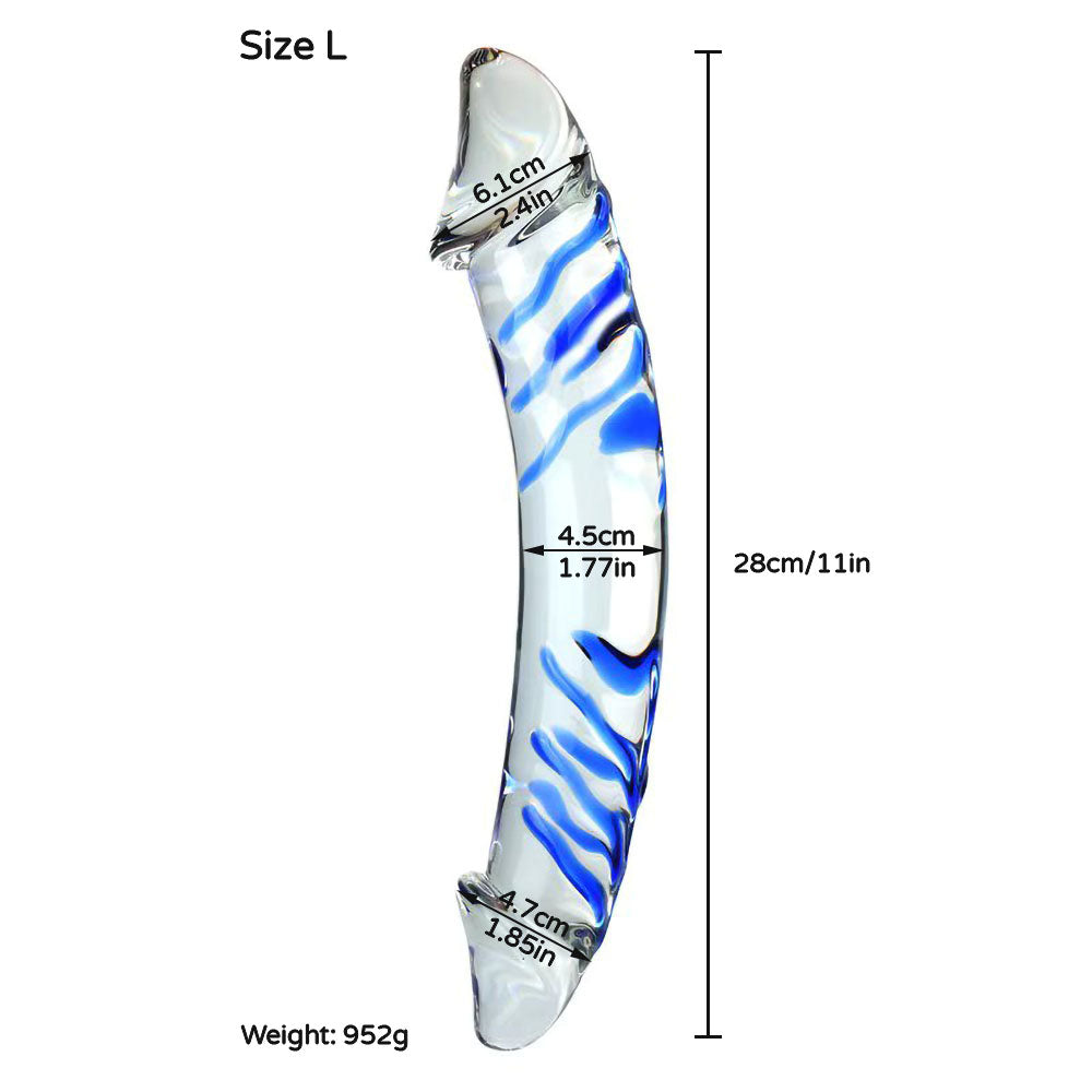 large-double-ended-glass-dildo-with-blue-stripes-L-size