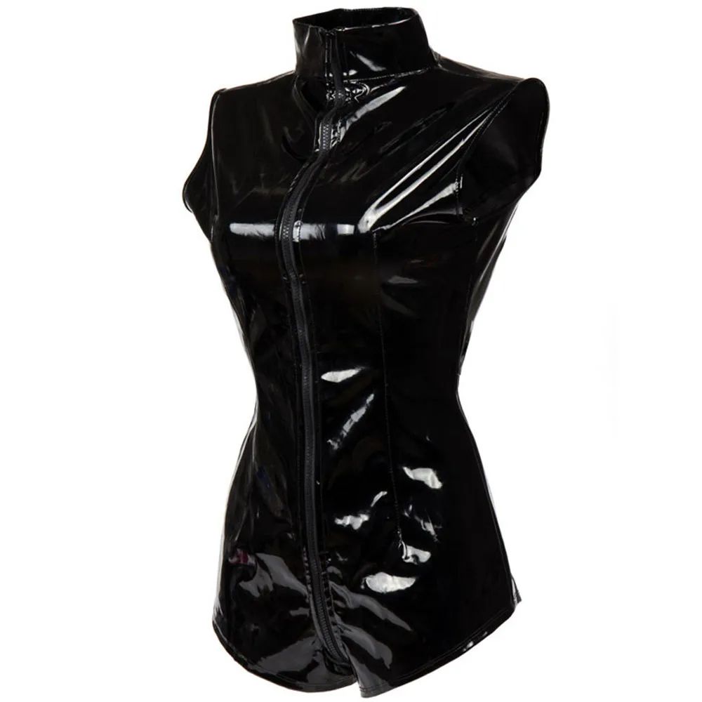 BlackShinyPVCLeatherZipperBodysuit_6