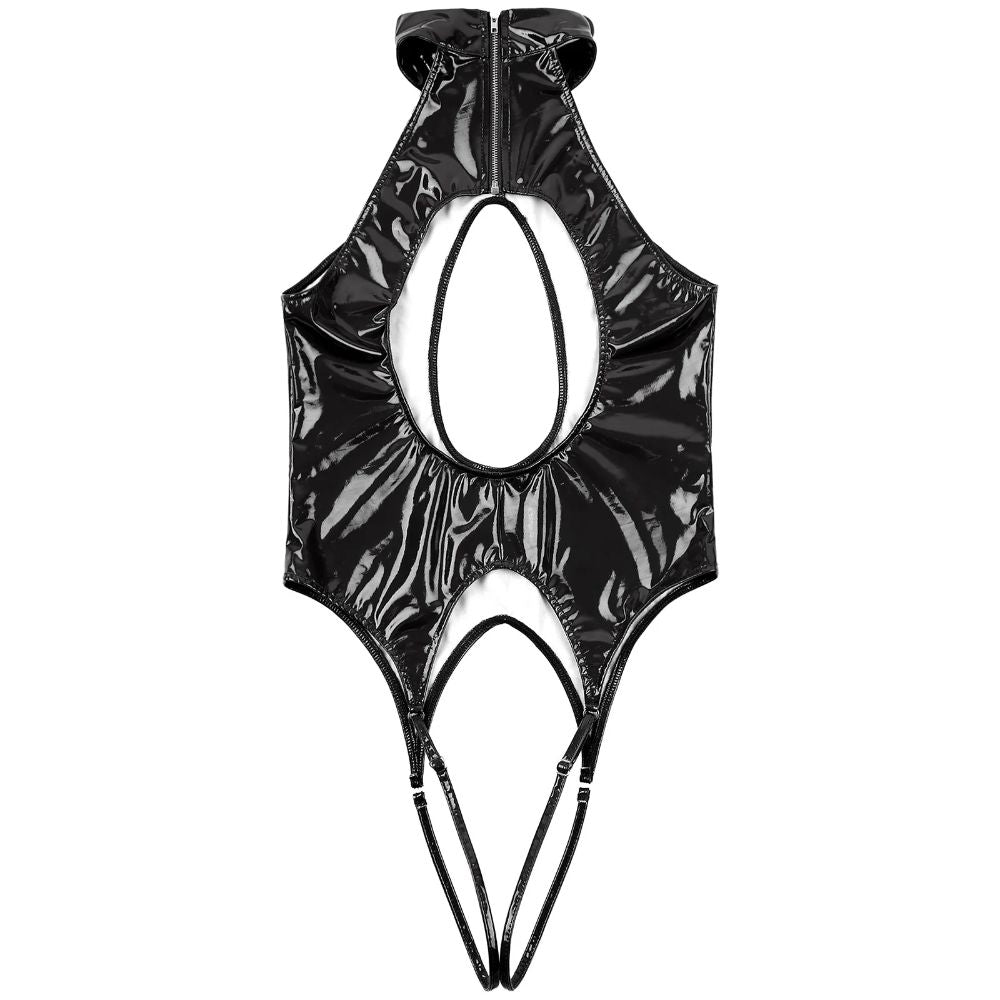 CrotchlessCutoutPatentLeatherSleevelessBodysuitblack4