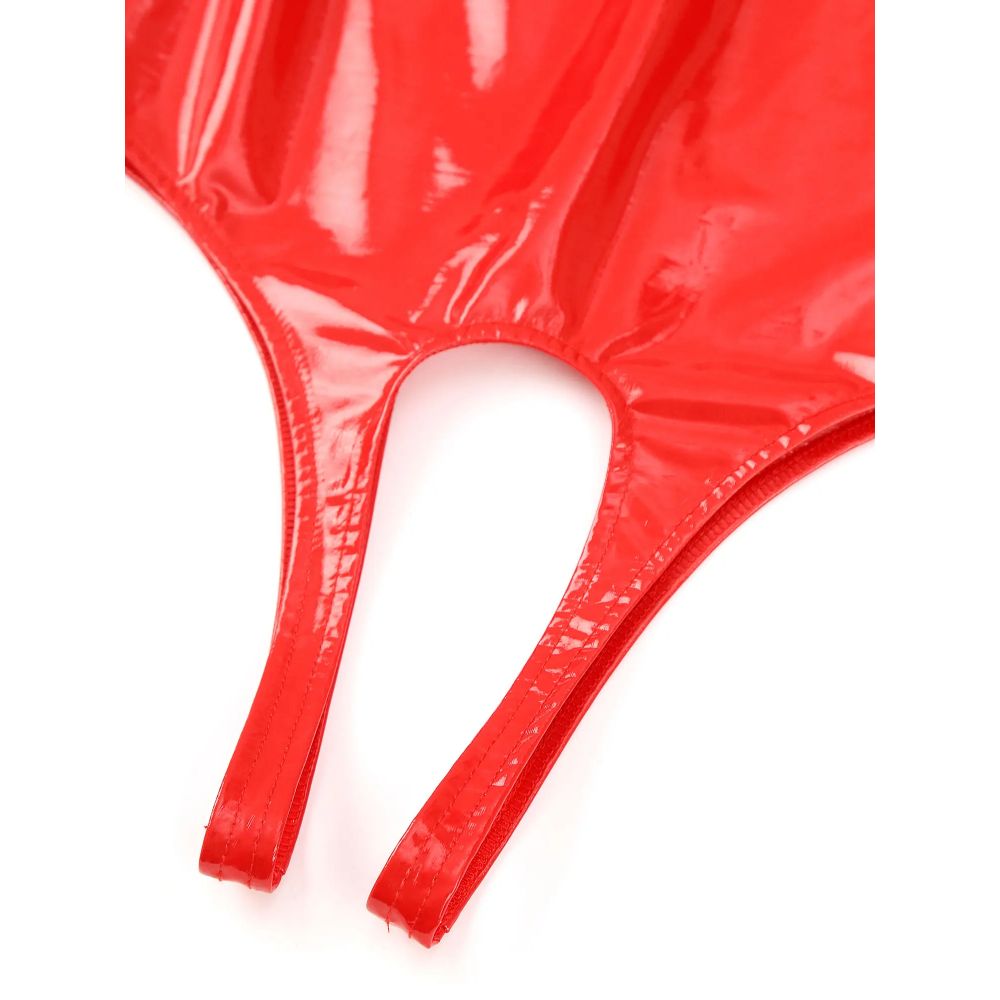 CutoutOpenChestPatentLeatherBodysuitred7