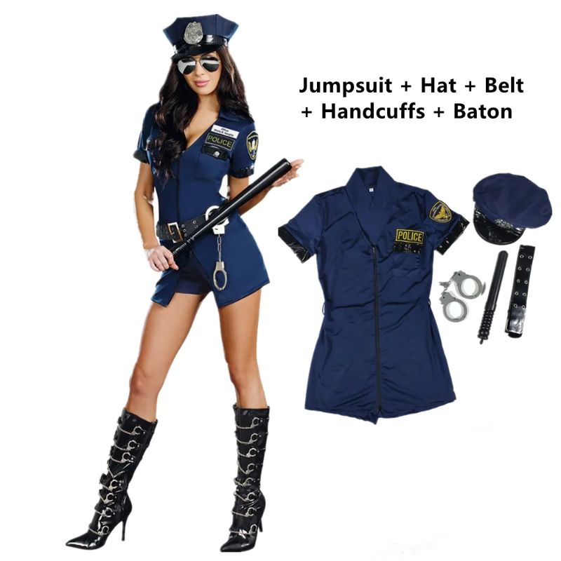 DarkBlueSexyShortPolicewomanCostumeA2