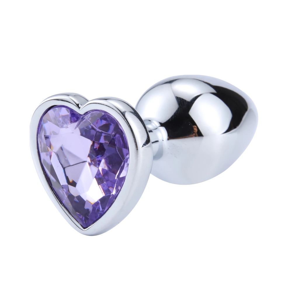 HeartStainlessSteelAnalPlugLightPurple