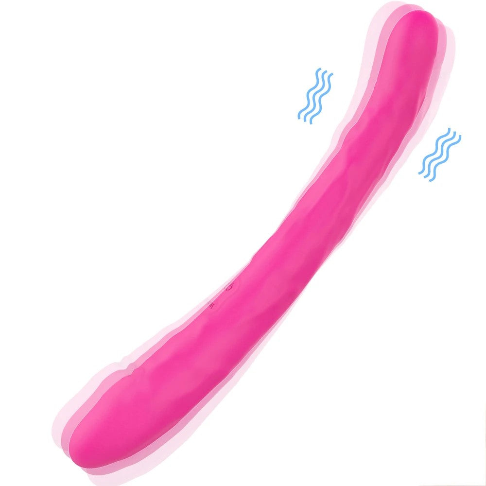 Long-Double-Pleasure-Dildo-Vibrator-Rose-Red