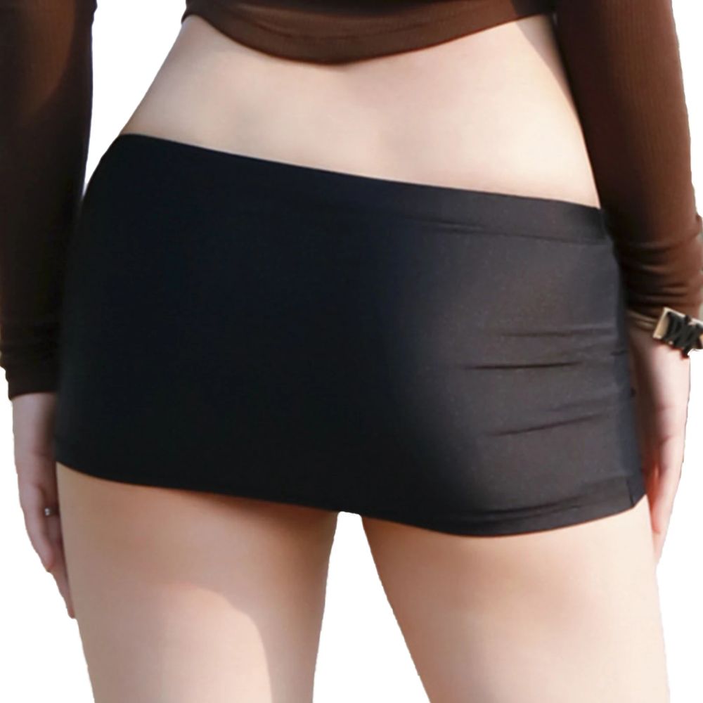 Low-Rise-Elastic-Waistband-Mini-Skirt-Black