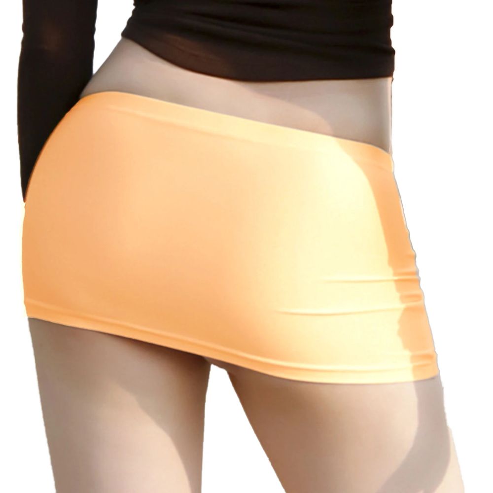 Low-Rise-Elastic-Waistband-Mini-Skirt-Champagne