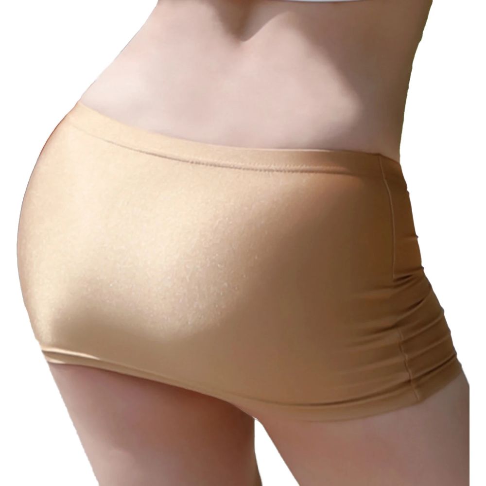 Low-Rise-Elastic-Waistband-Mini-Skirt-Gold