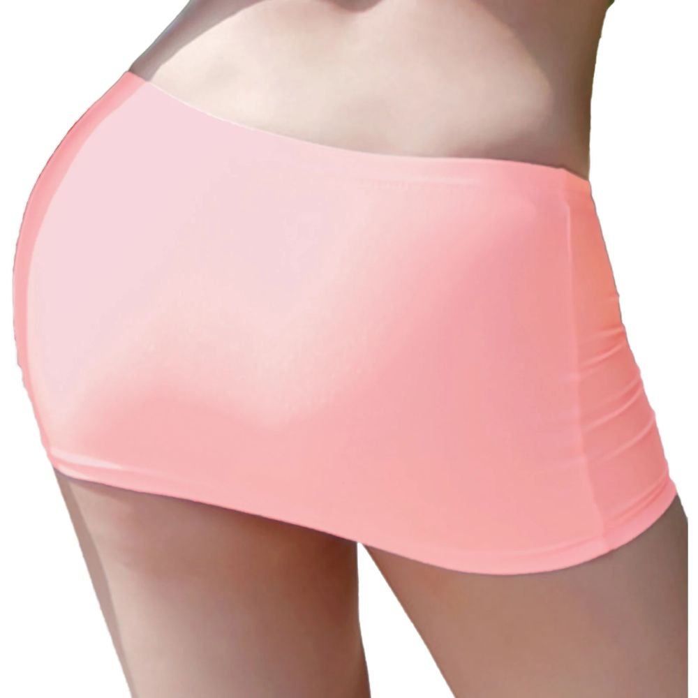 Low-Rise-Elastic-Waistband-Mini-Skirt-Pink