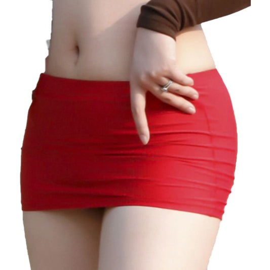 Low-Rise-Elastic-Waistband-Mini-Skirt-Red_Front