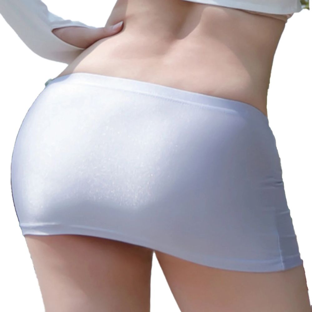 Low-Rise-Elastic-Waistband-Mini-Skirt-Silver