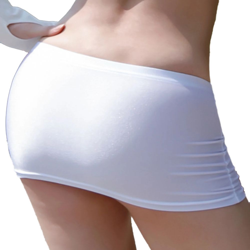 Low-Rise-Elastic-Waistband-Mini-Skirt-White