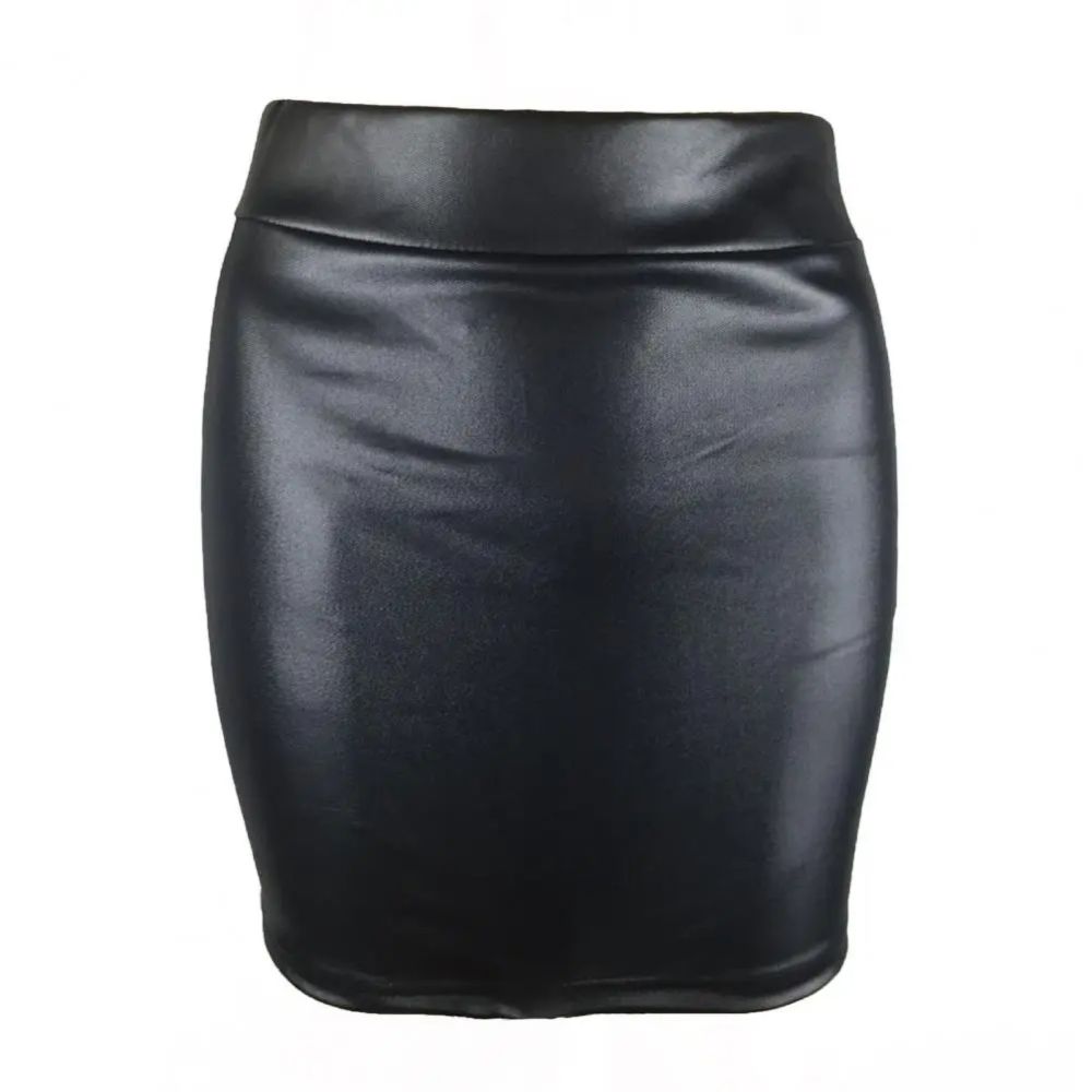 Matte-PU-High-Waist-Mini-Skirt-Black-1