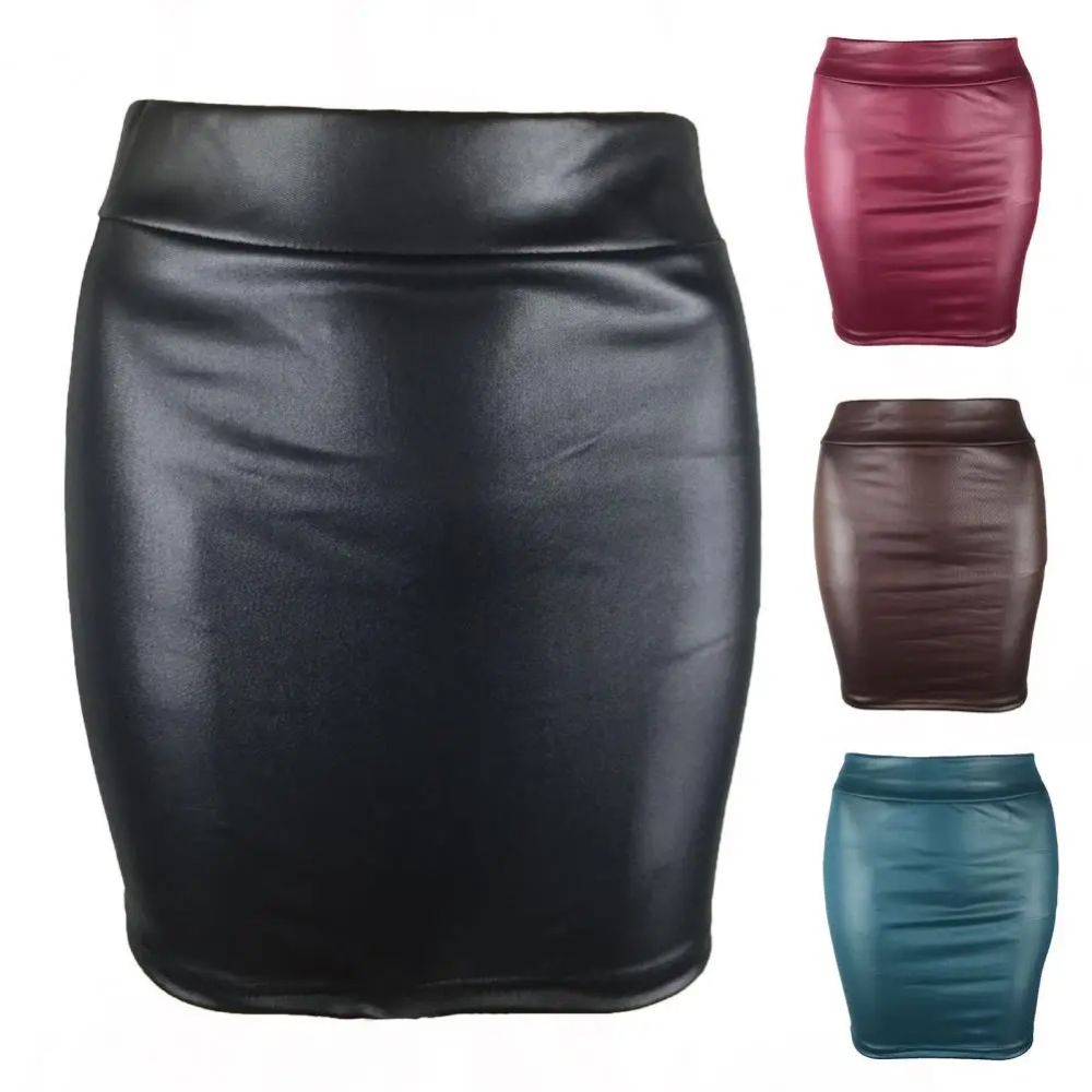 Matte-PU-High-Waist-Mini-Skirt-Multi-Colors