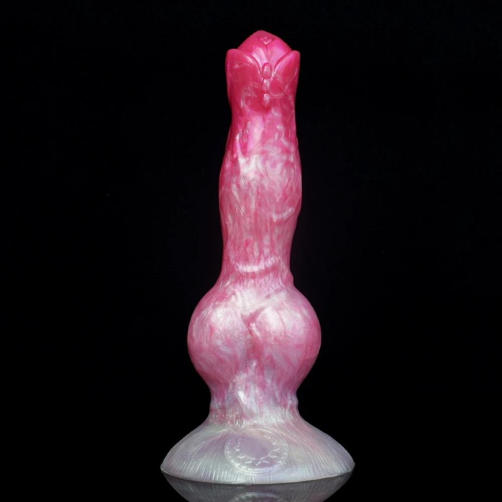 NNSX-wolf-dog-knotted-pink-dildo-with-white-suction-cup