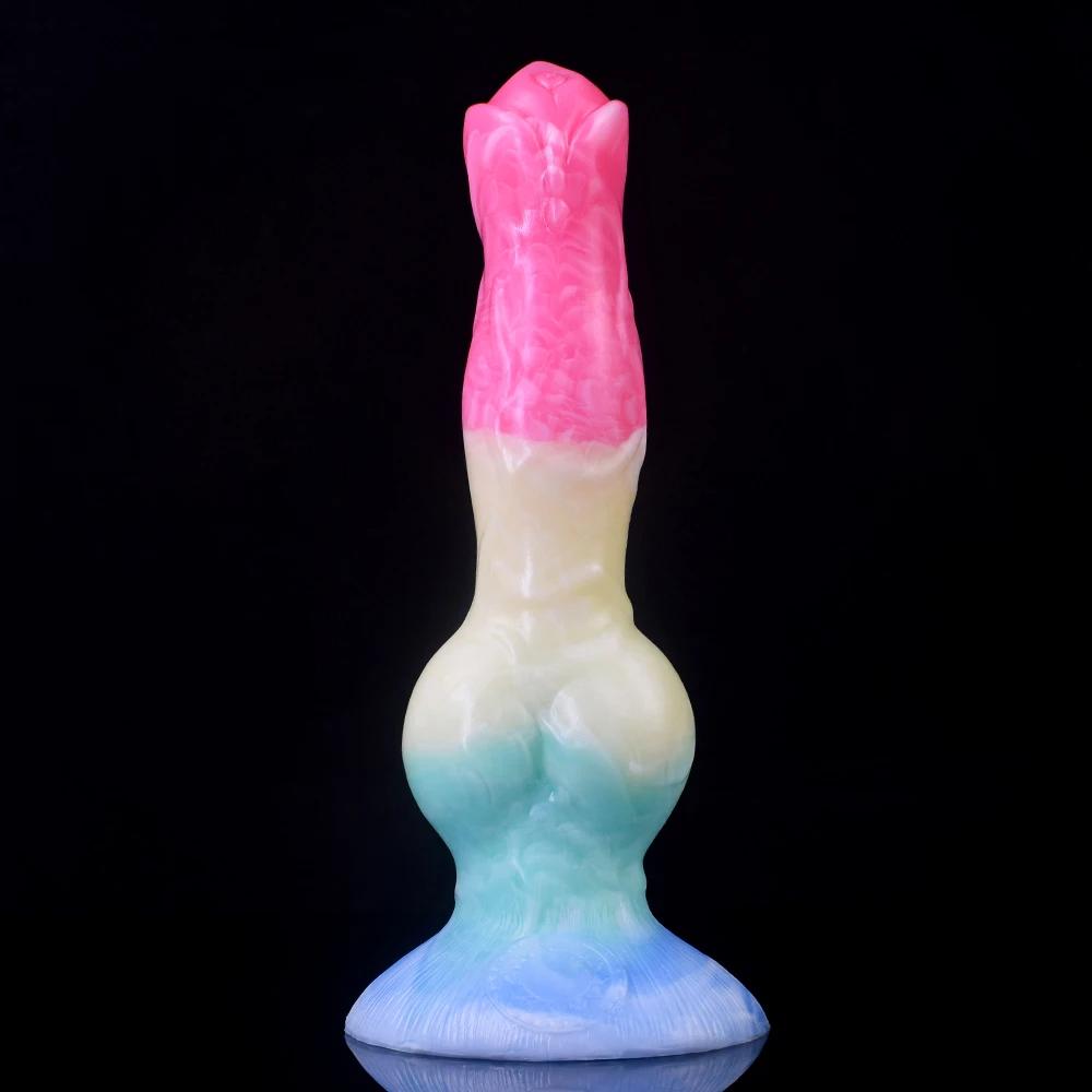 NNSX-wolf-dog-knotted-rainbow-dildo-with-blue-suction-cup