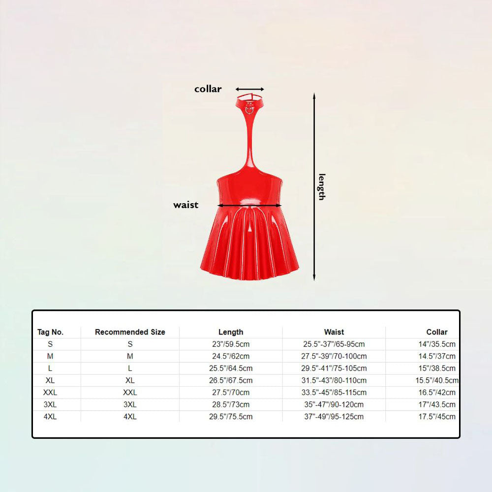 OpenChestRuffledLatexDresssizechart