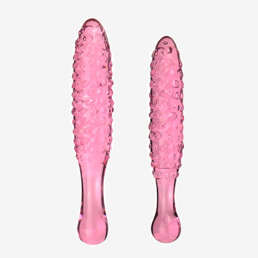 Pink Bubble Texture Glass Dildo