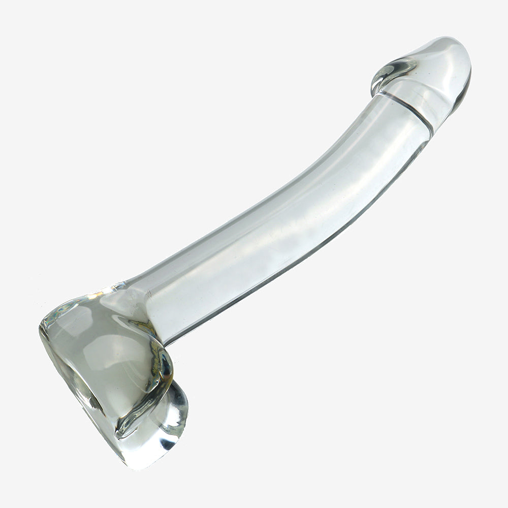 Slim Curved Upward Glass Dildo