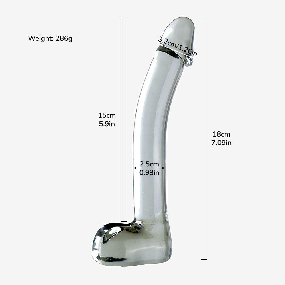 Slim Curved Upward Glass Dildo
