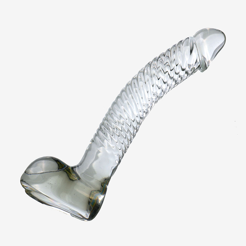 Slim Curved Upward Glass Dildo