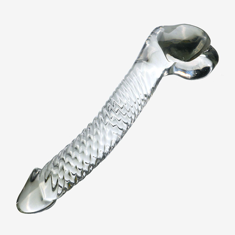 Slim Curved Upward Glass Dildo