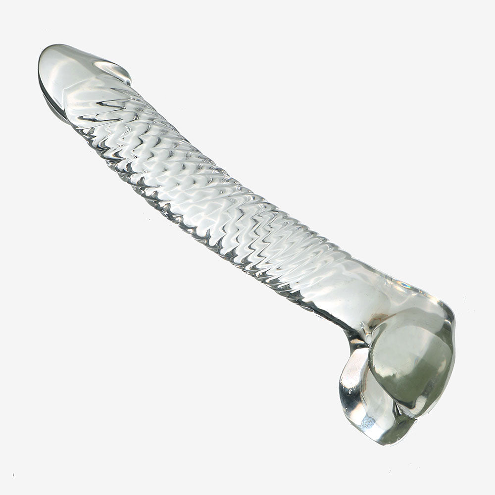 Slim Curved Upward Glass Dildo
