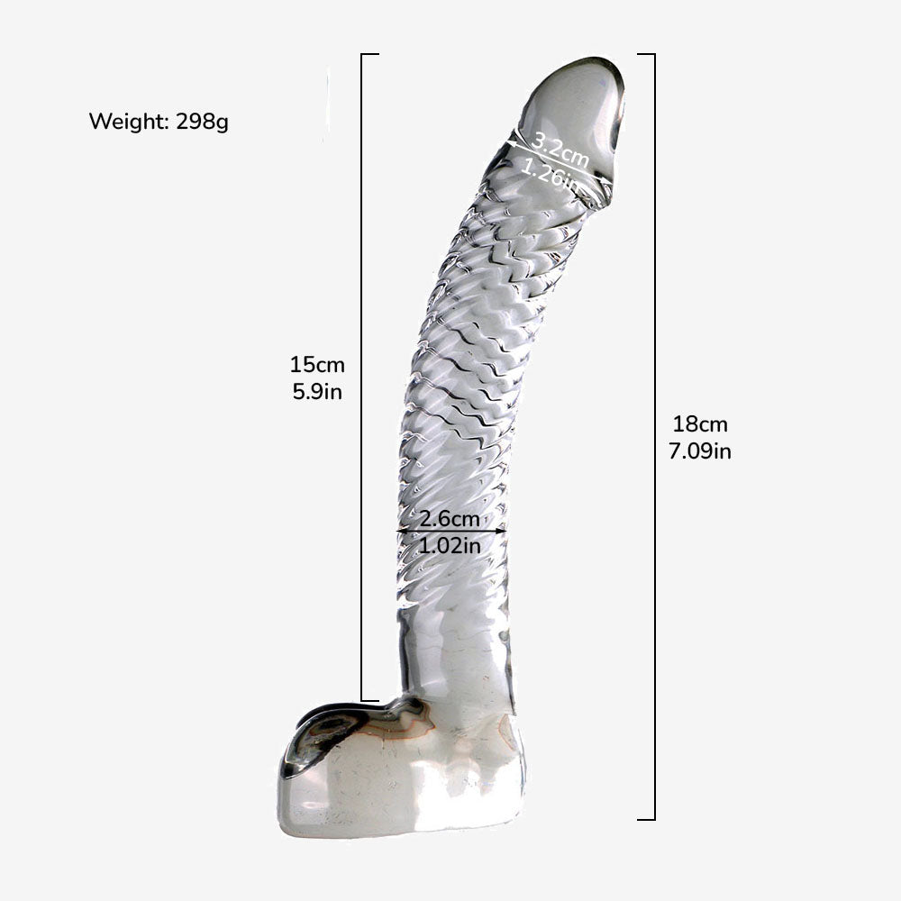 Slim Curved Upward Glass Dildo
