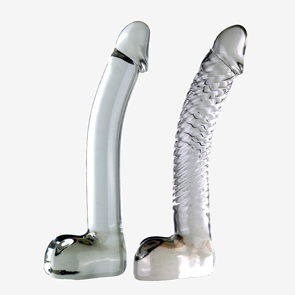 Slim Curved Upward Glass Dildo