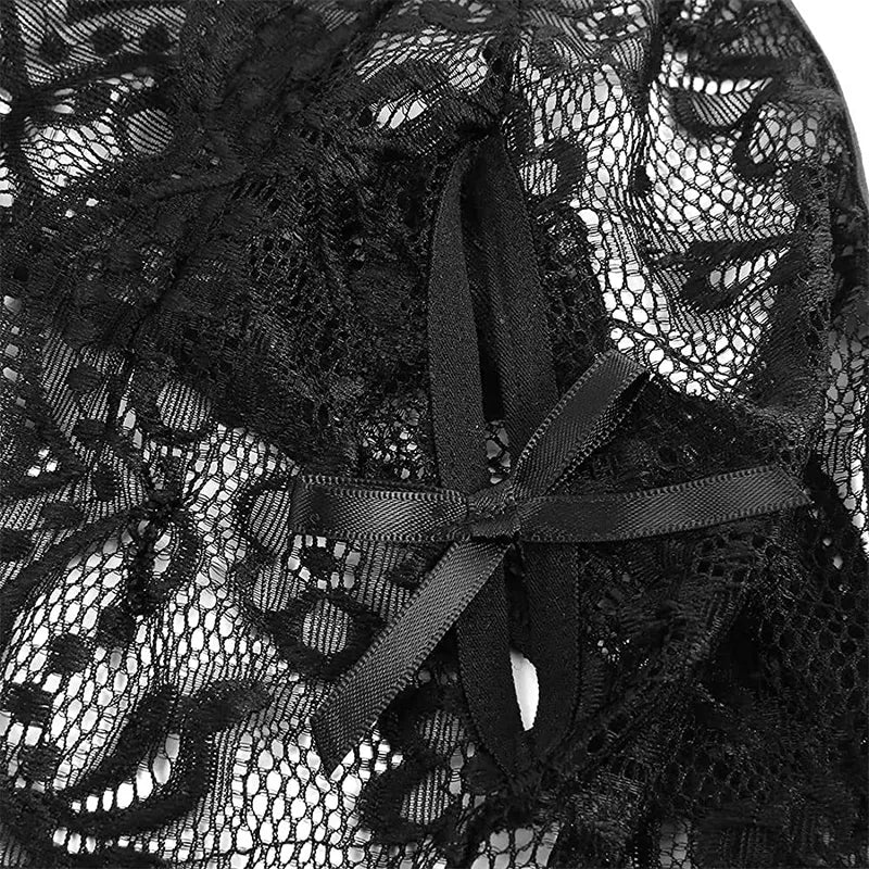 TransparentLaceEroticPajamasSetblackdetail4