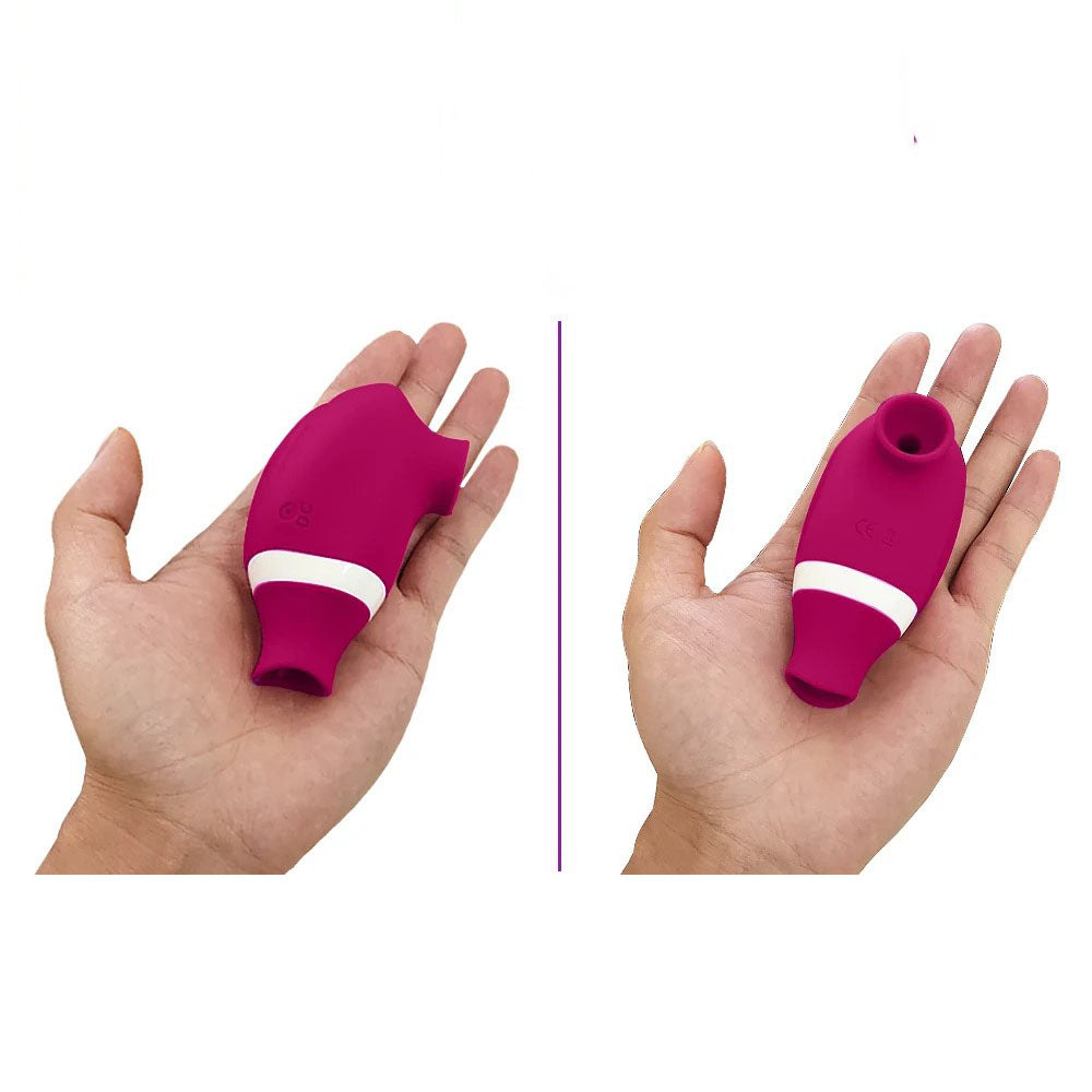 Travel-Friendly-2-in-1-Sucking-and-Licking-Vibrator-mini-size-on-palm