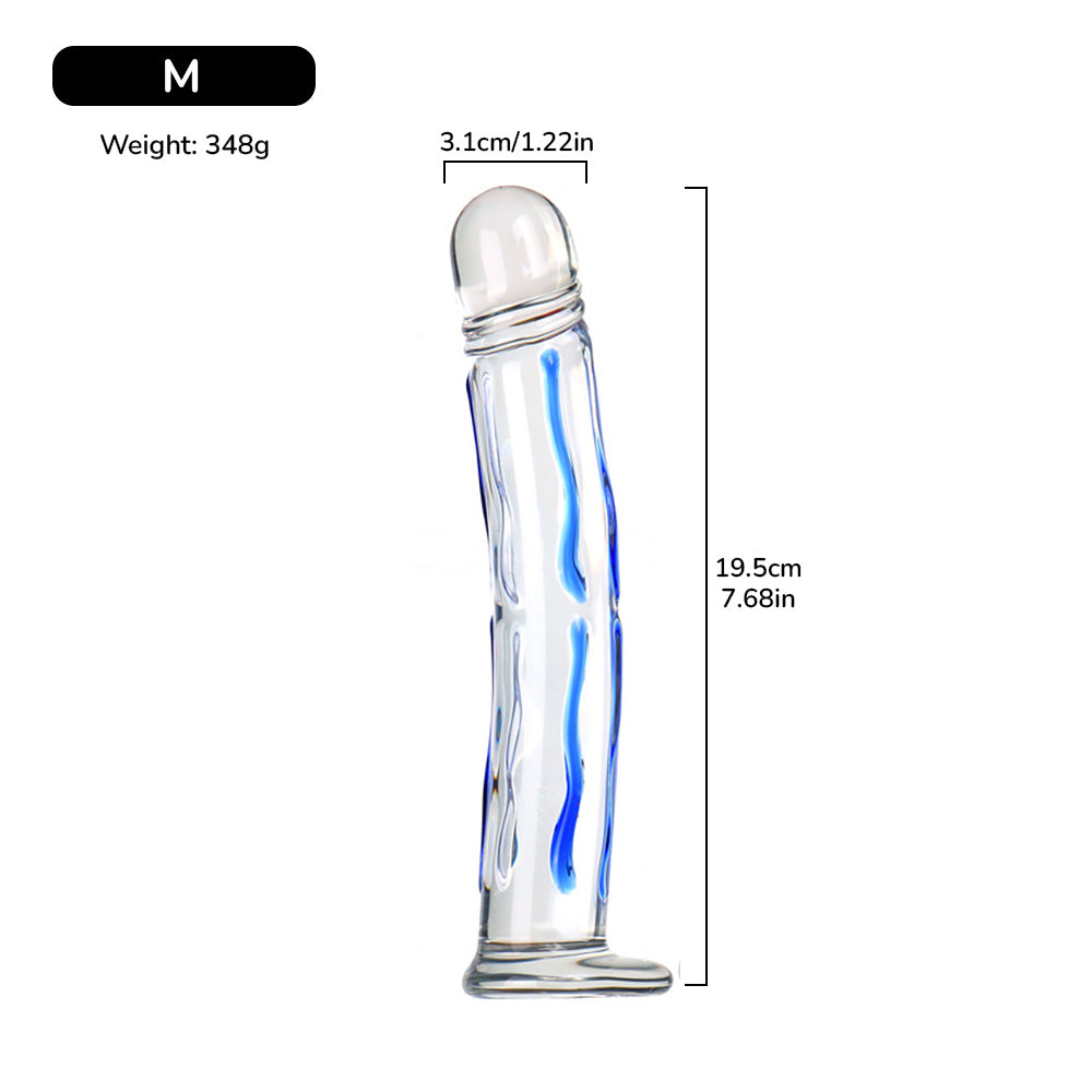Blue Straps Glass Dildo