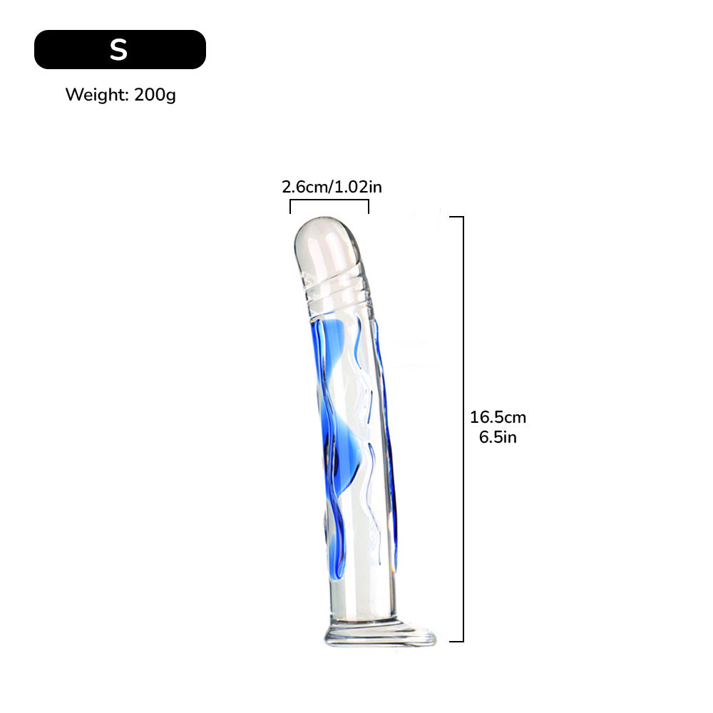 Blue Straps Glass Dildo