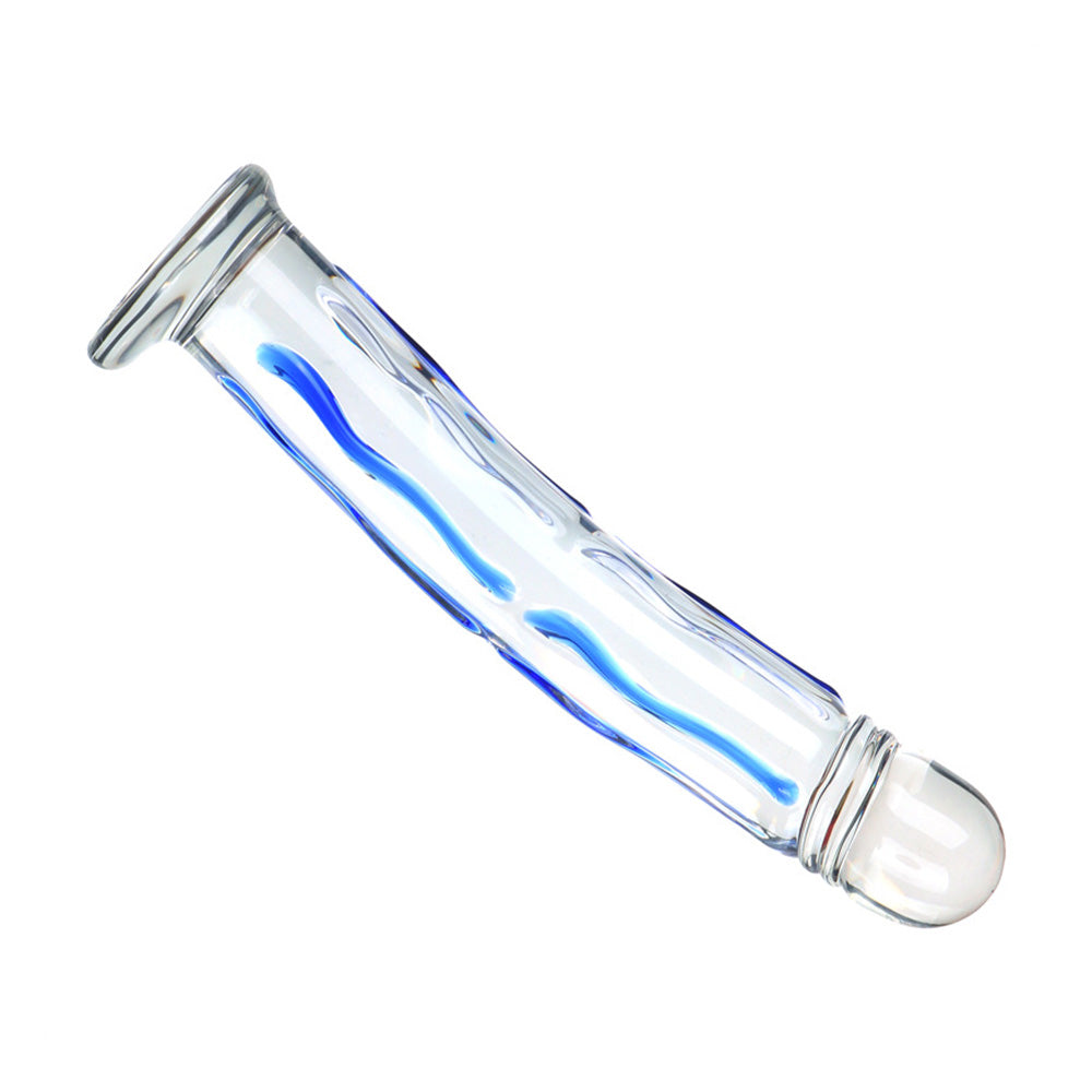 Blue Straps Glass Dildo