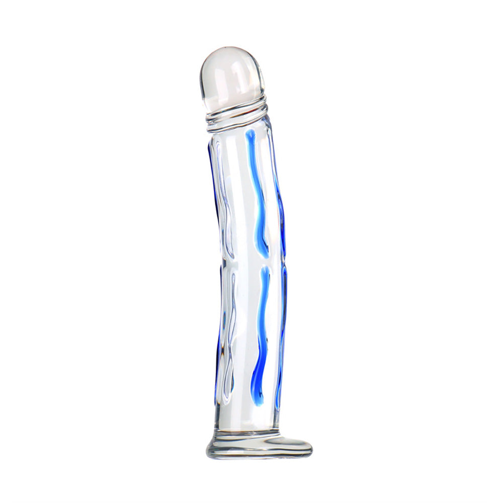 Blue Straps Glass Dildo