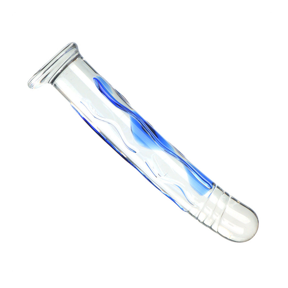 Blue Straps Glass Dildo