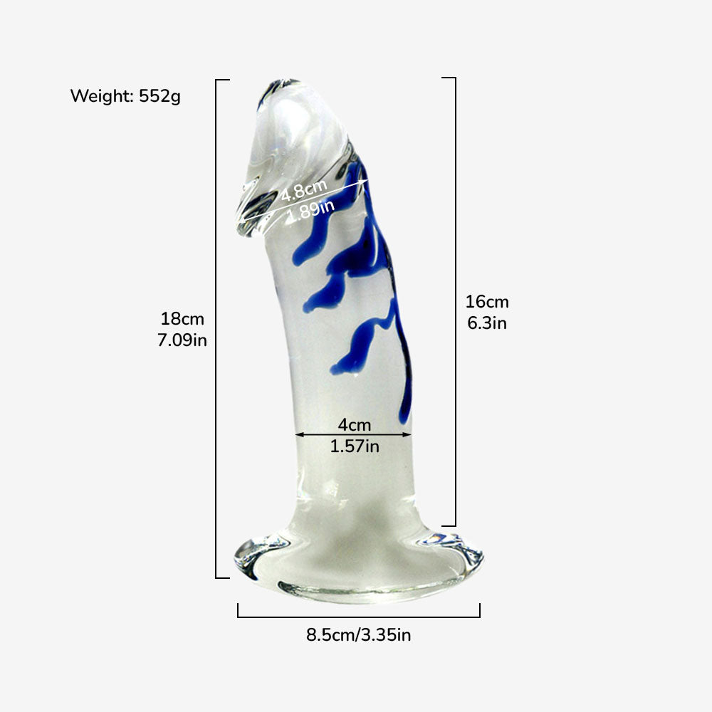 Blue Wave Glass Dildo