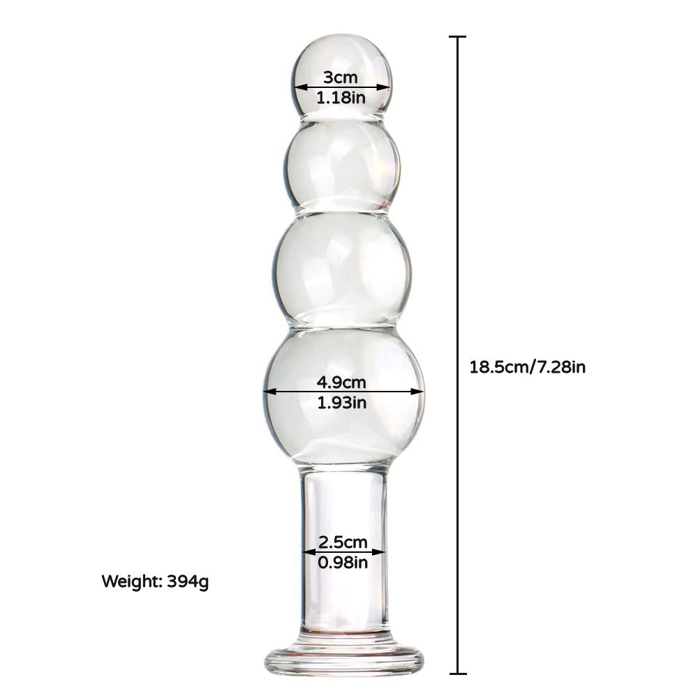 Four Beads Long Neck Glass Anal Plug Luveden Four Beads Long Neck Glass Anal Plug Luveden