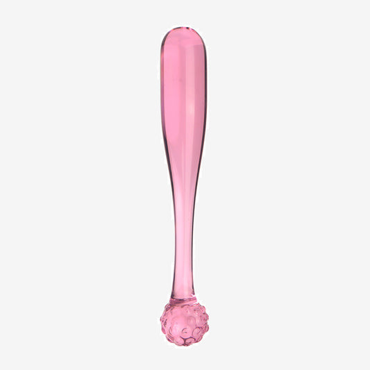 Pink Textured Orb Glass Wand