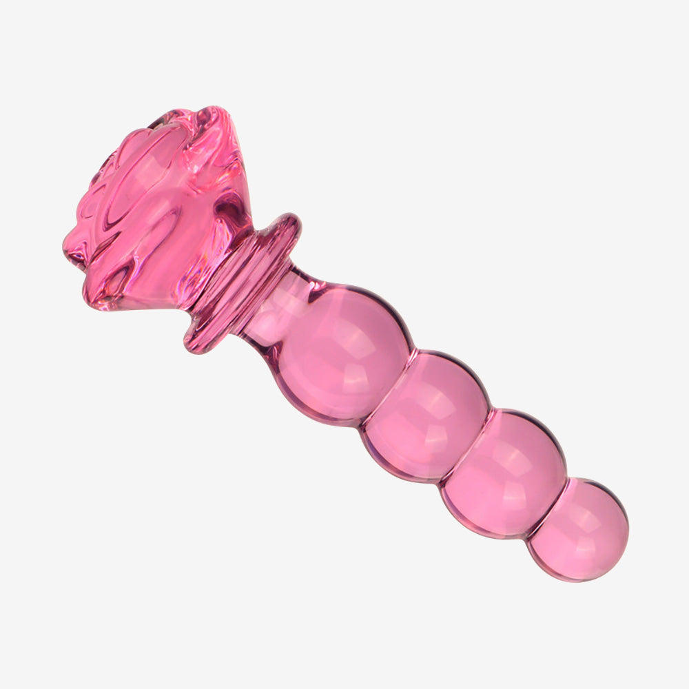 Rose Glass Anal Plug