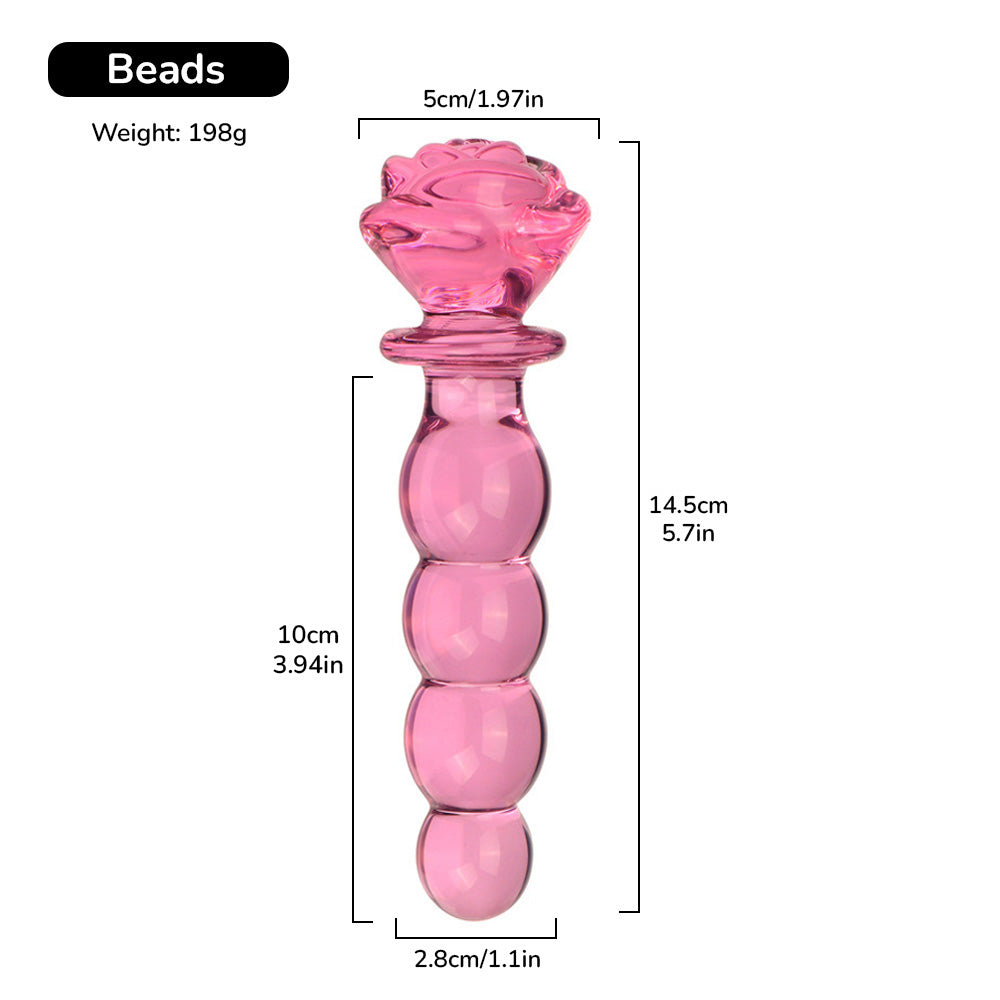 Rose Glass Anal Plug