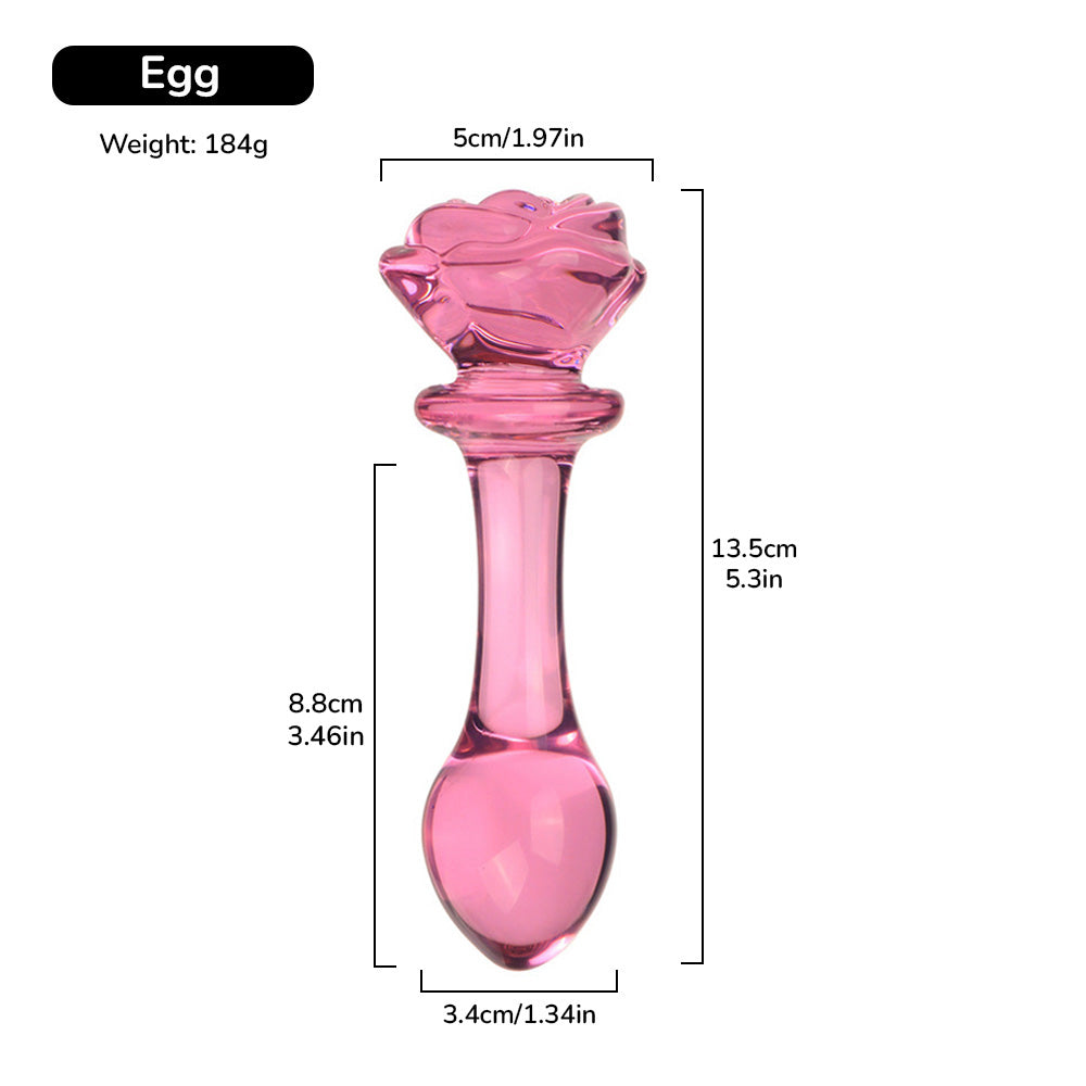 Rose Glass Anal Plug