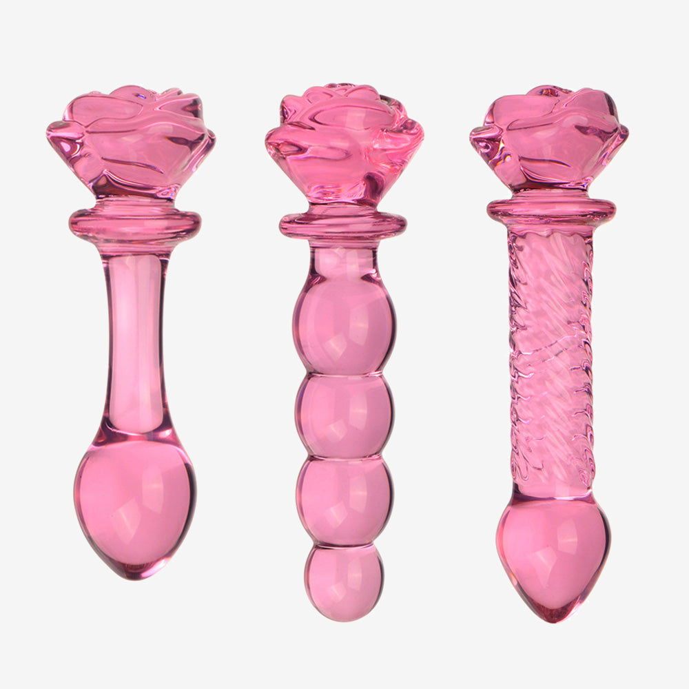 Rose Glass Anal Plug
