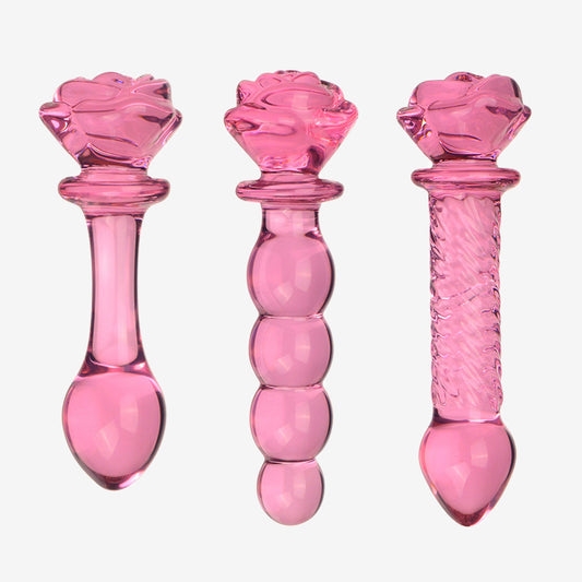 Rose Glass Anal Plug