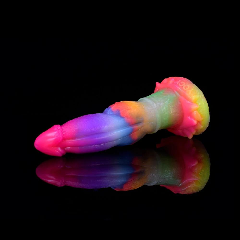 silicone-silicone-muscle-texture-dildo-luminous-lying-down