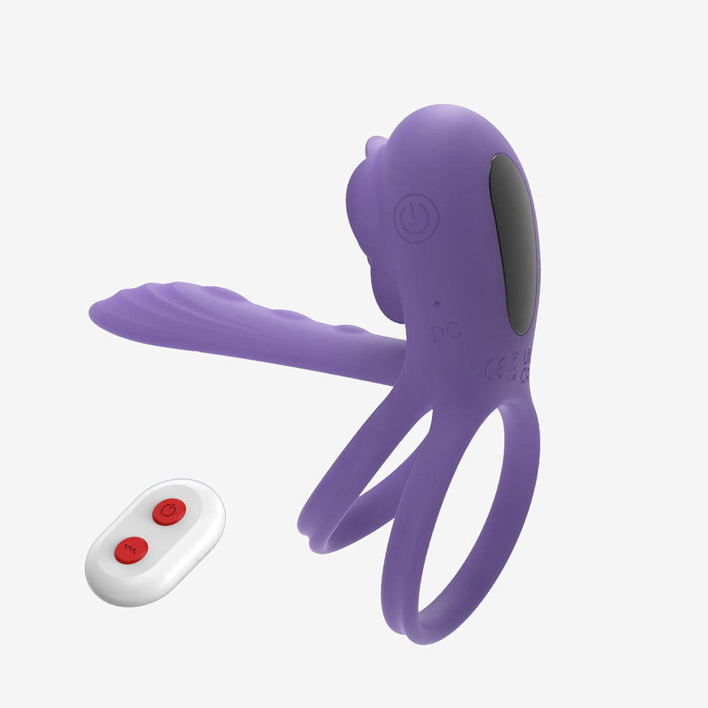 Tanhua Vibrating Cock Ring with Rose Vibrator