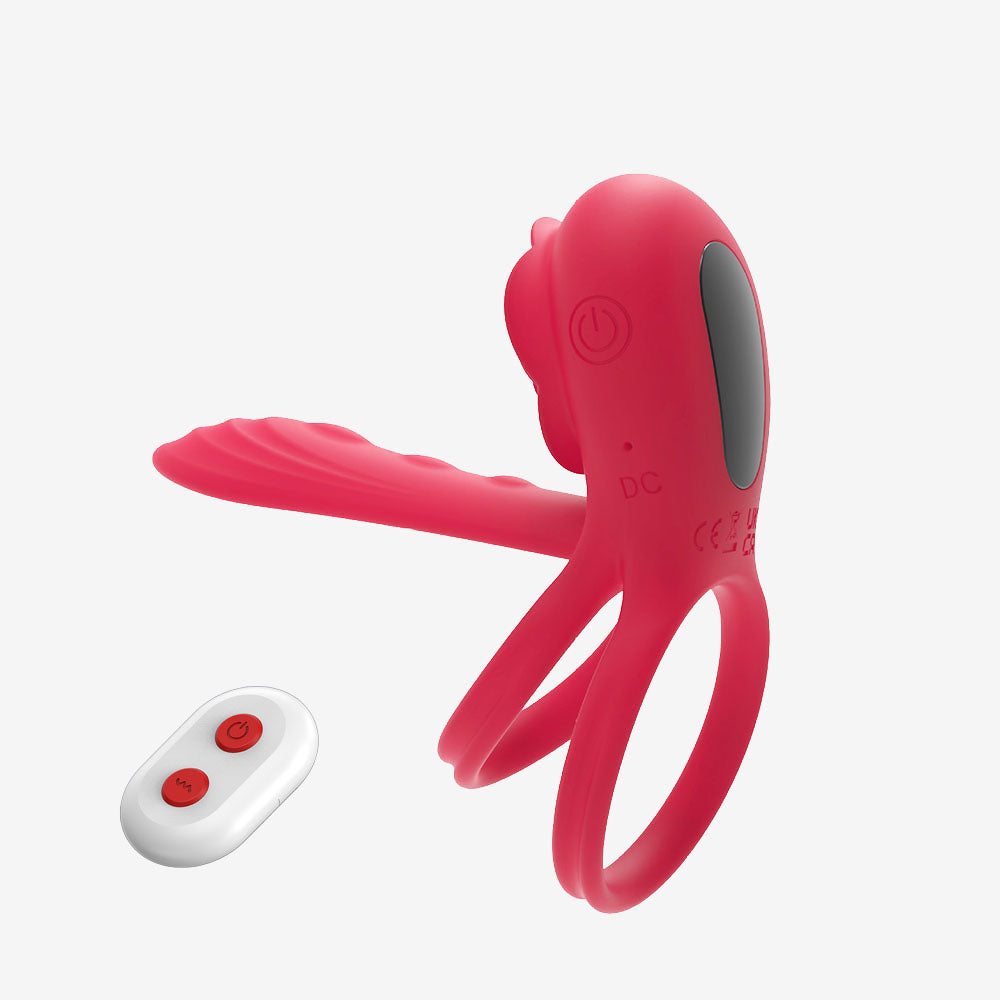 Tanhua Vibrating Cock Ring with Rose Vibrator