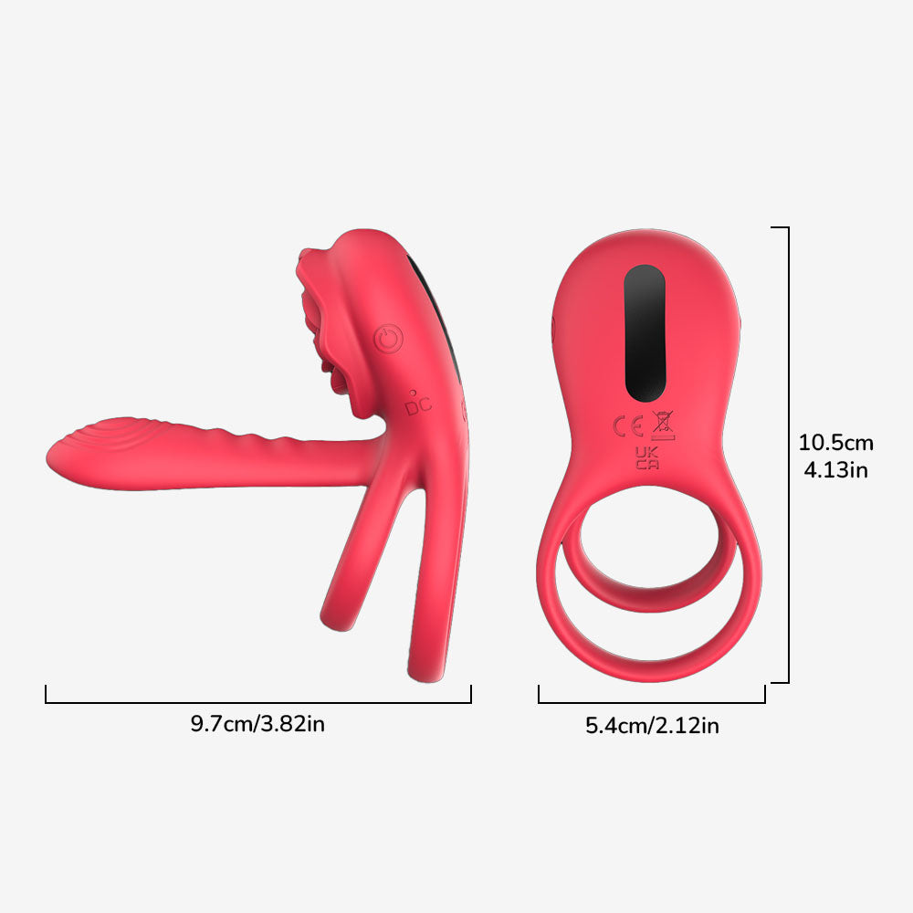Tanhua Vibrating Cock Ring with Rose Vibrator