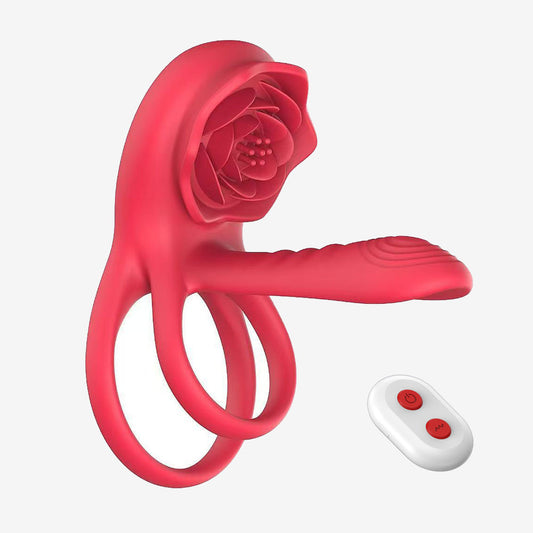 Tanhua Vibrating Cock Ring with Rose Vibrator